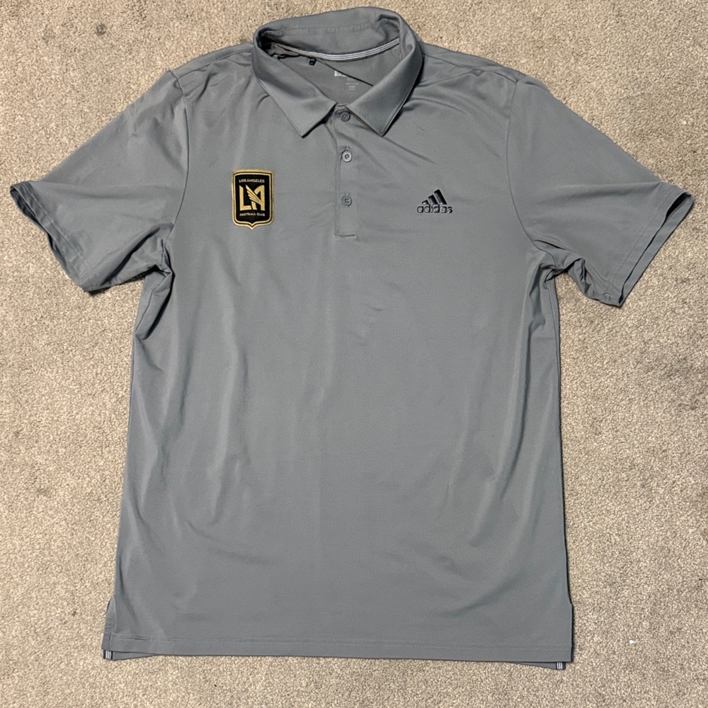 Adidas Grey MLS LAFC Golf Short Sleeve Polo Shirt Size M